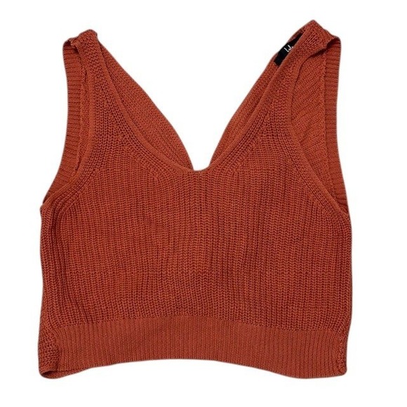 Lulus Tops - Lulus Knit Crop Top Rust Orange Sleeveless V Neck Twist Back Casual Medium‎